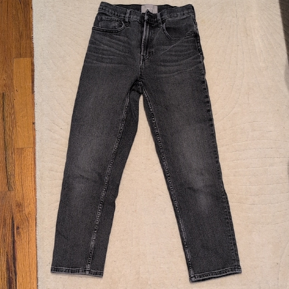Everlane Faded Black High Rise Straight Jeans Size 26 Ankle